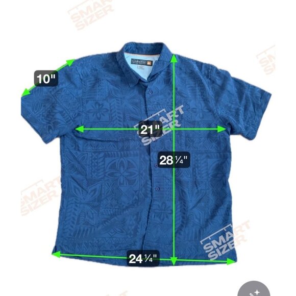 Quiksilver Waterman Collection Shirt Mens Hawaiian Button Up L/G Blue Polynesian - Picture 8 of 8